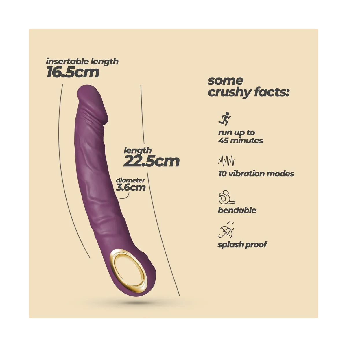 Vibratore Realistico presa ad anello 22,5 cm