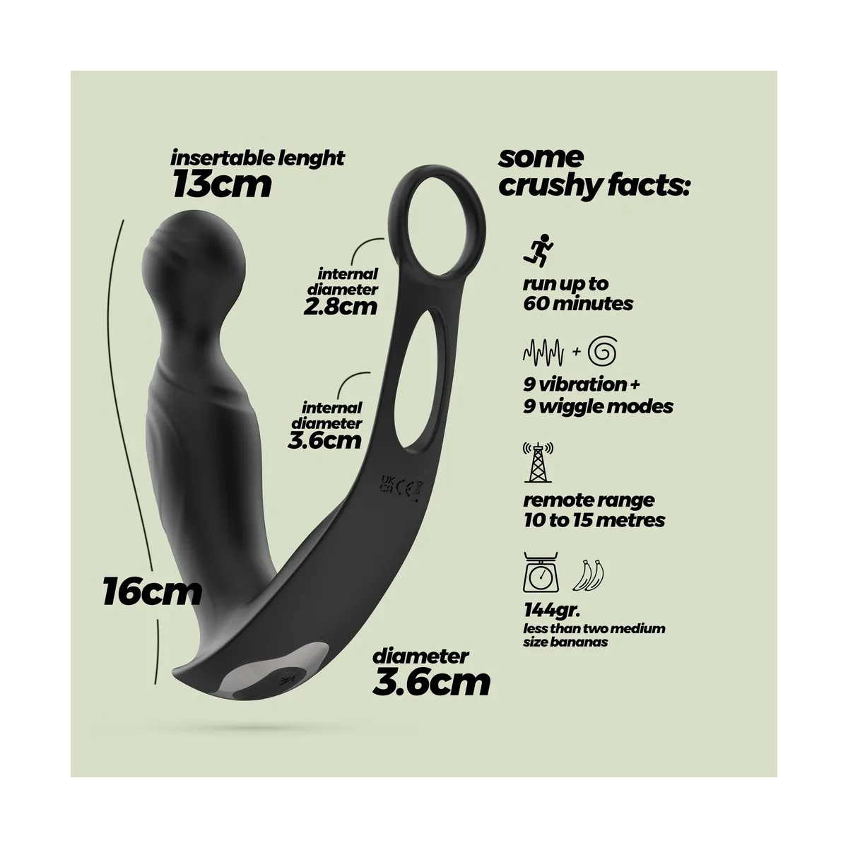 Vibratore Prostata con telecomando 16 cm