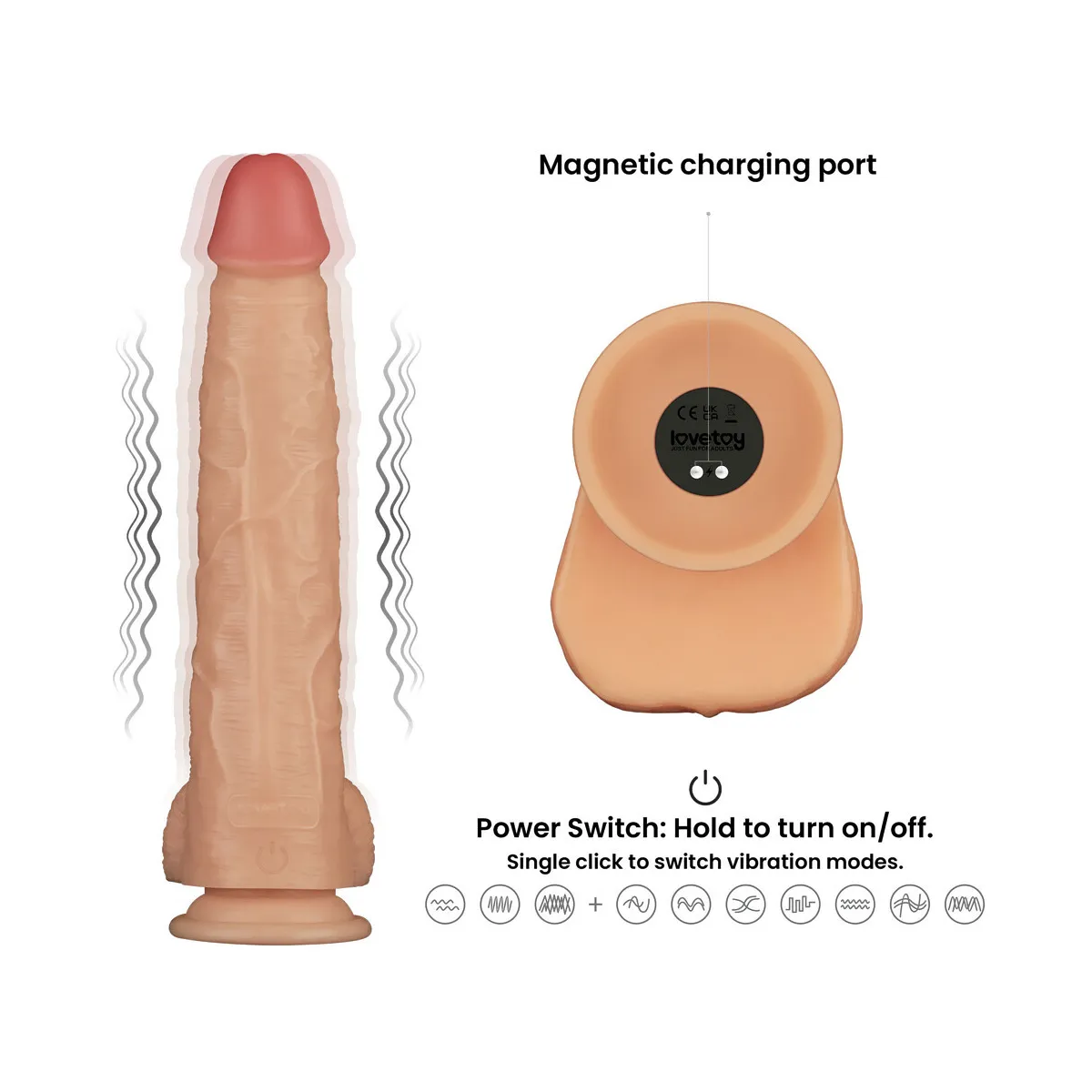 Vibratore dildo Maxi Realistico 28,3 cm