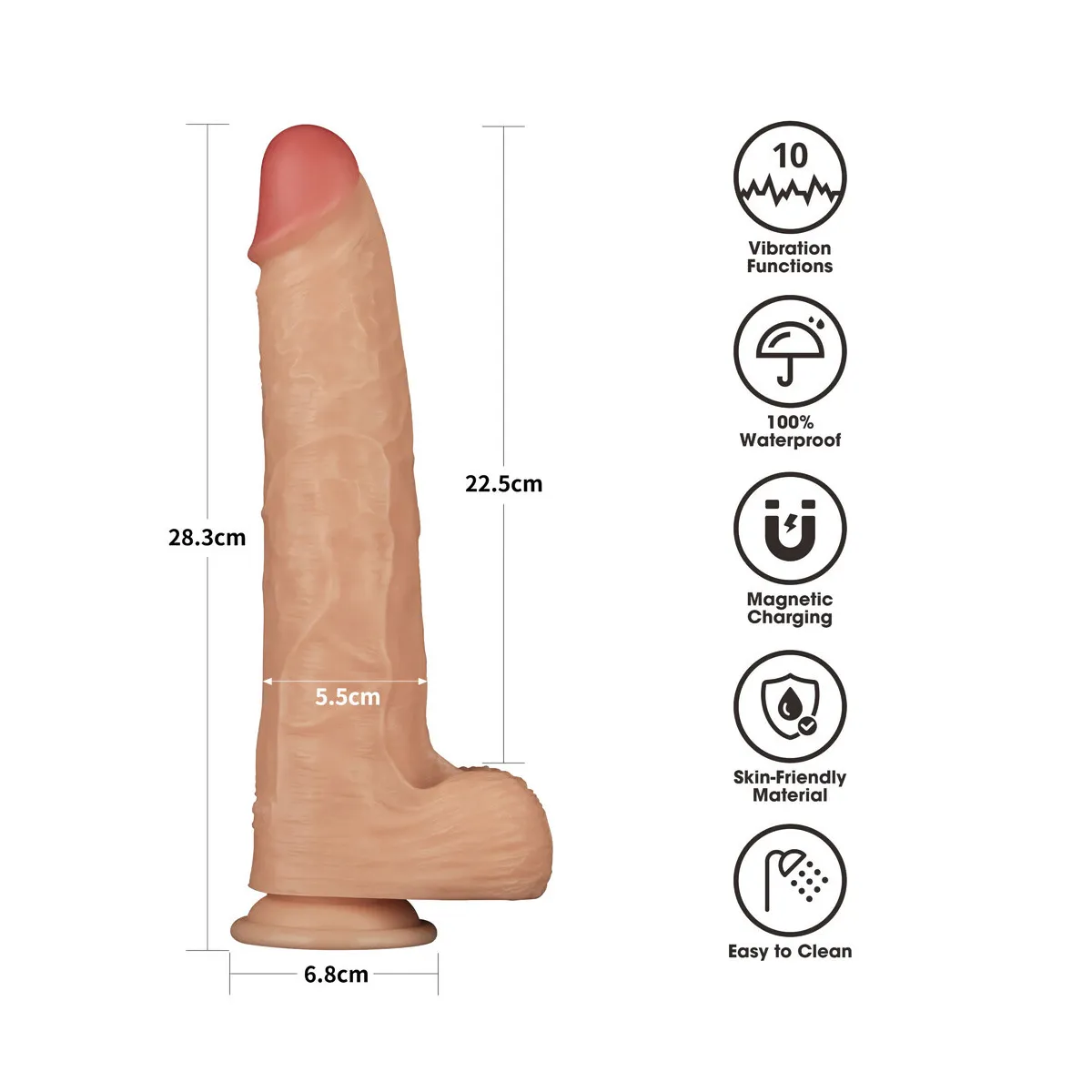 Vibratore dildo Maxi Realistico 28,3 cm