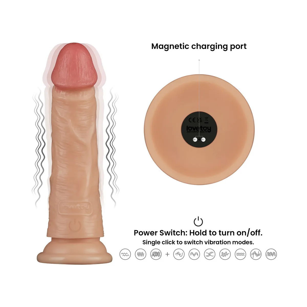 Vibratore dildo Realistico Powerbasics 18 cm