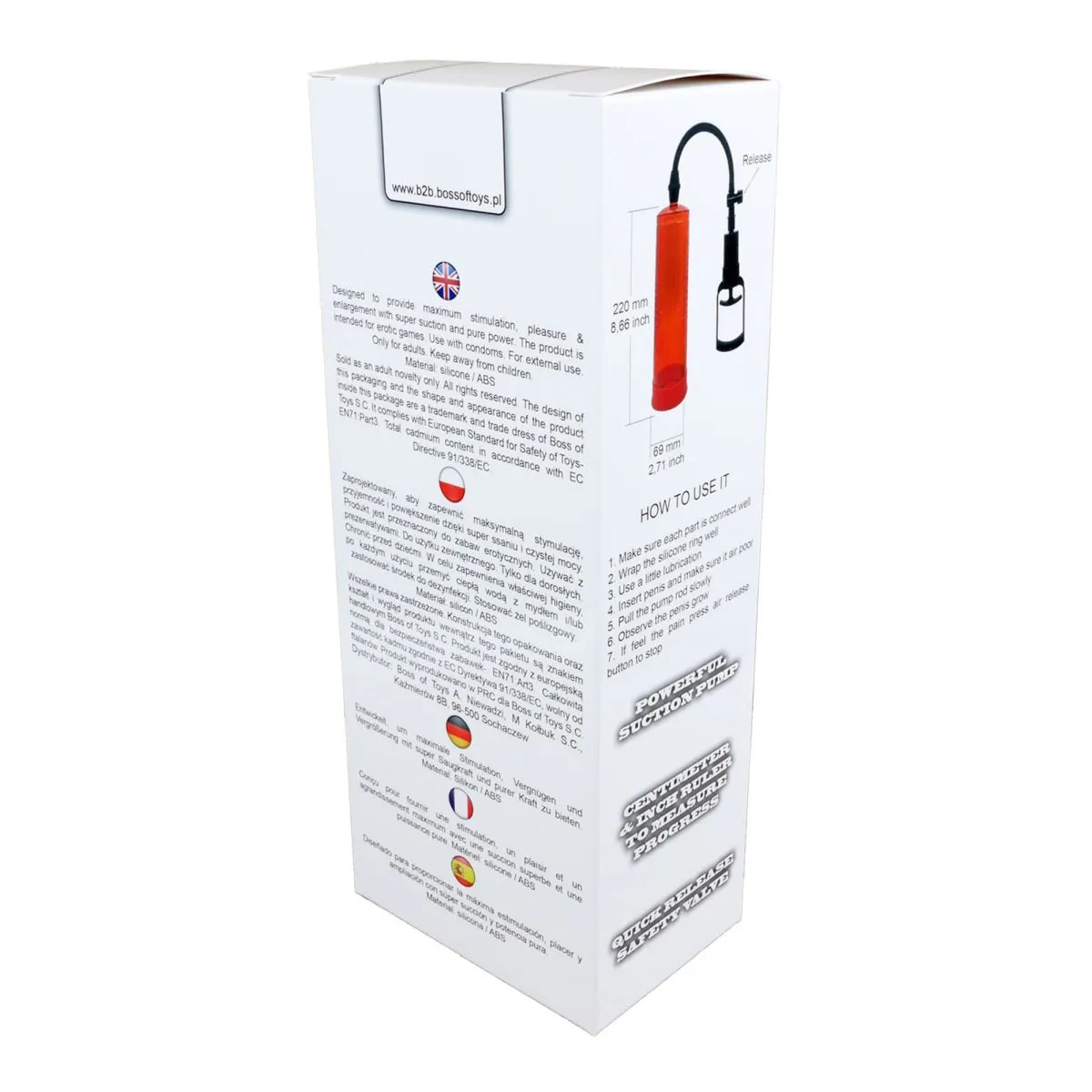 Sviluppatore pene pompa a vuoto manuale 22 cm