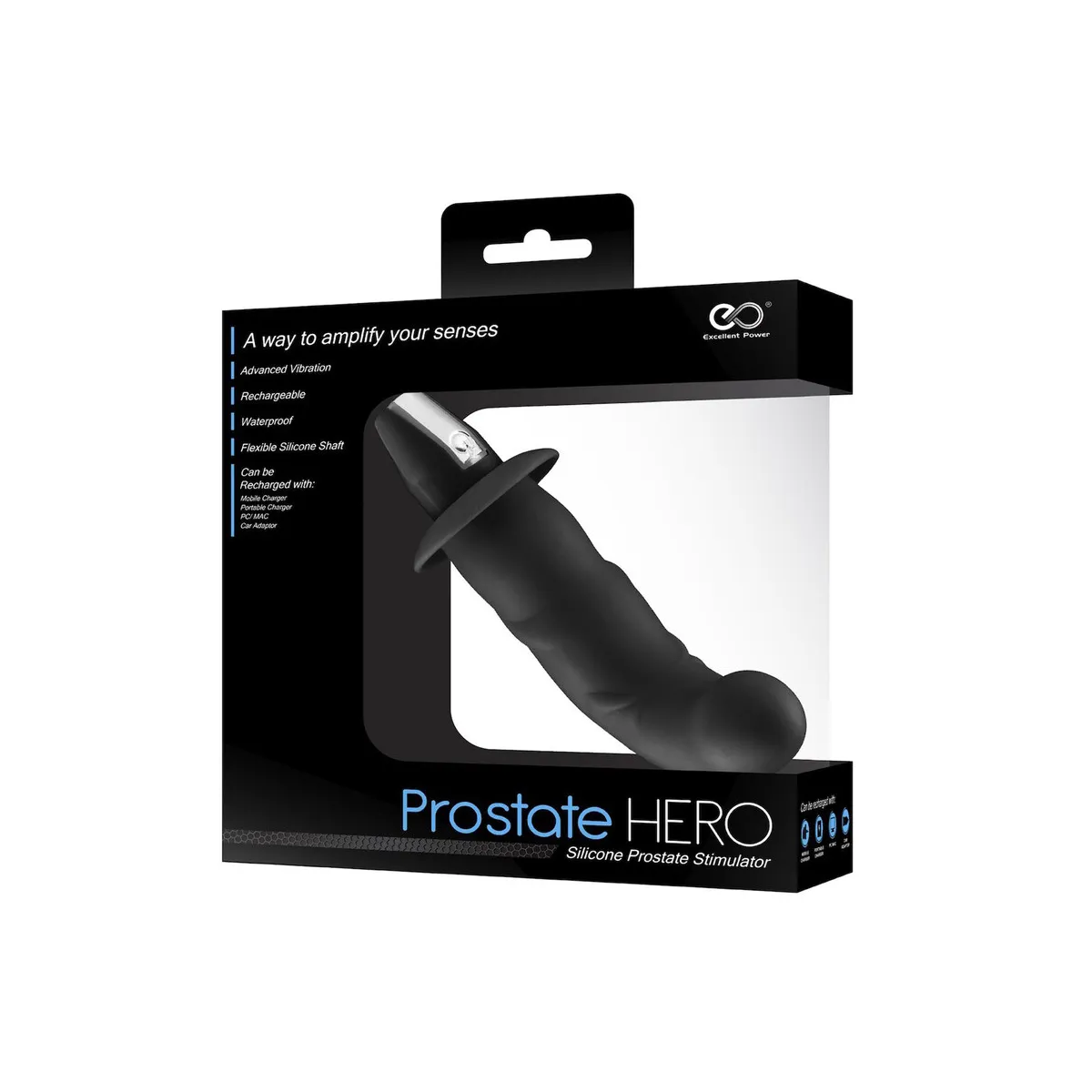 Vibratore per prostata punto P nero 13 cm