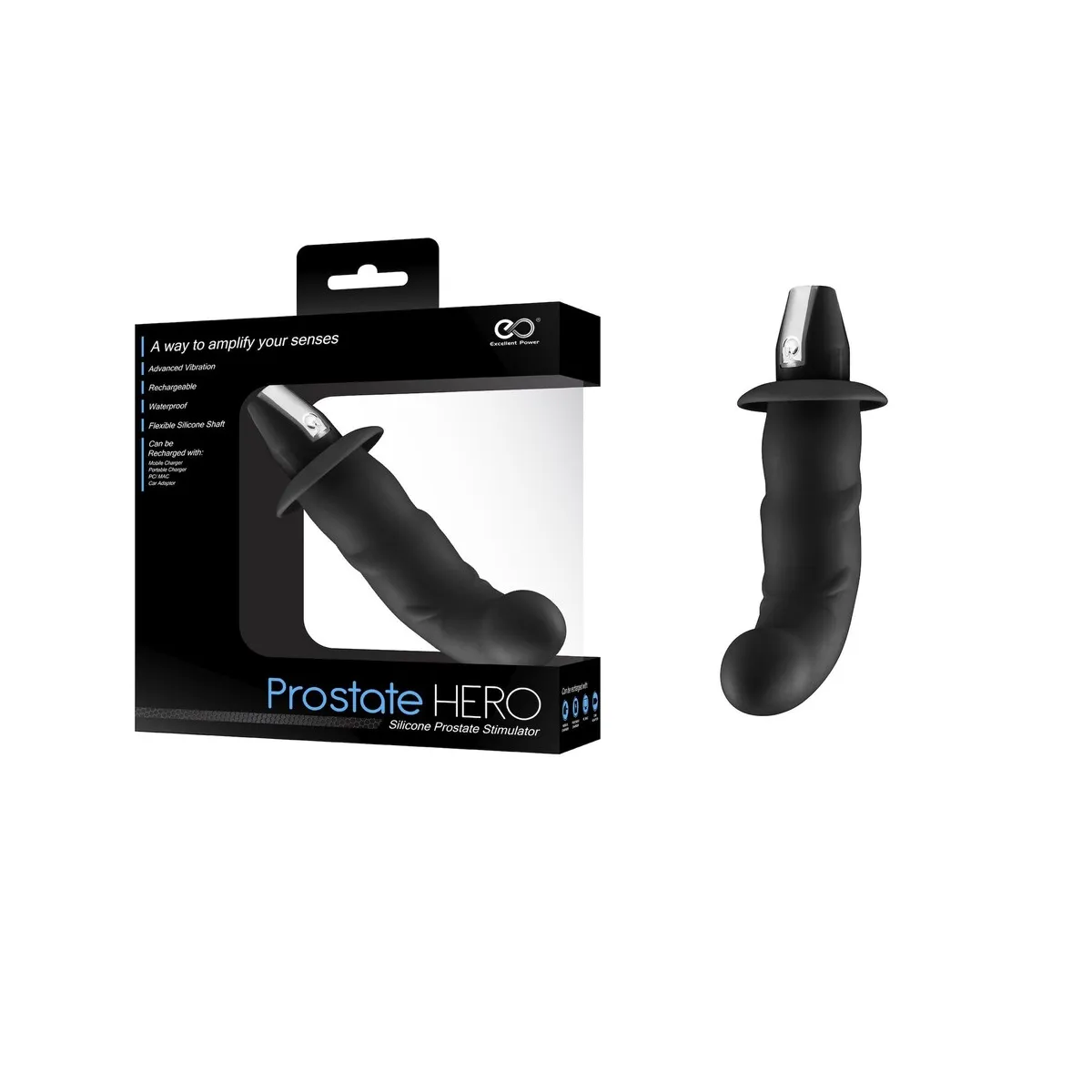 Vibratore per prostata punto P nero 13 cm