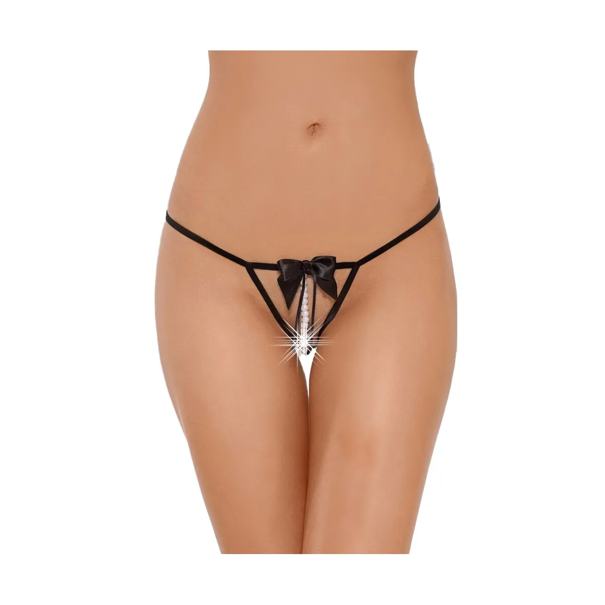 Tanga sexy con perle stimolanti e fiocco