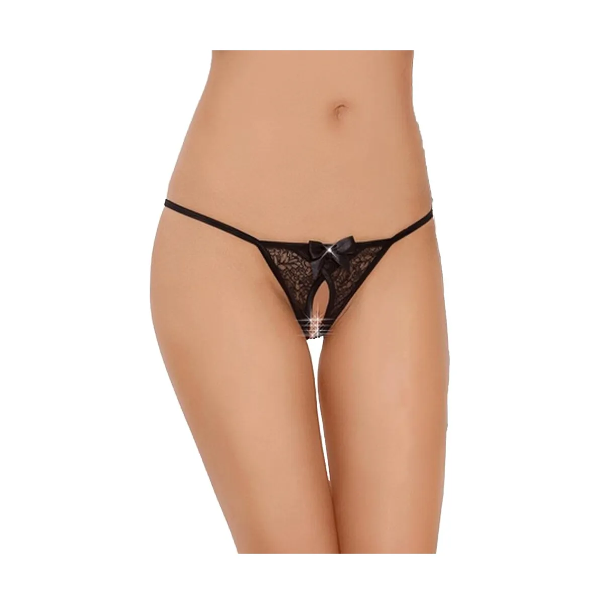 Perizoma sexy in pizzo e fiocco aperto davanti