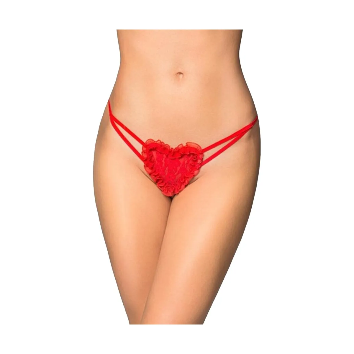 Perizoma sexy a cuore con tulle arricciato