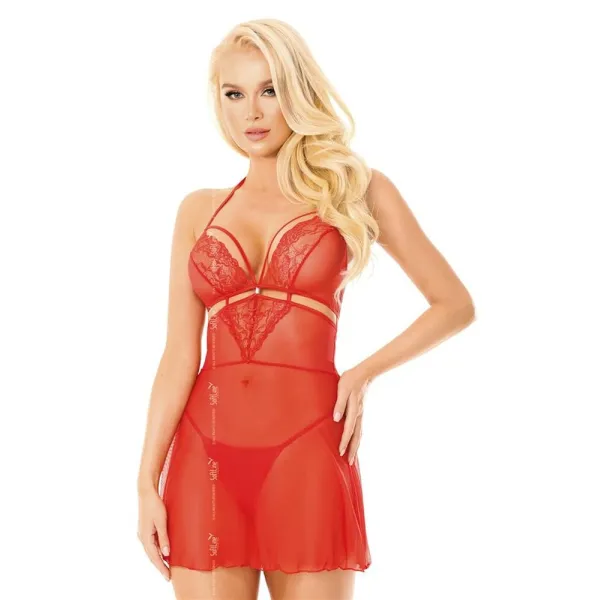 Completo sexy 2 pz baby doll e perizoma rosso