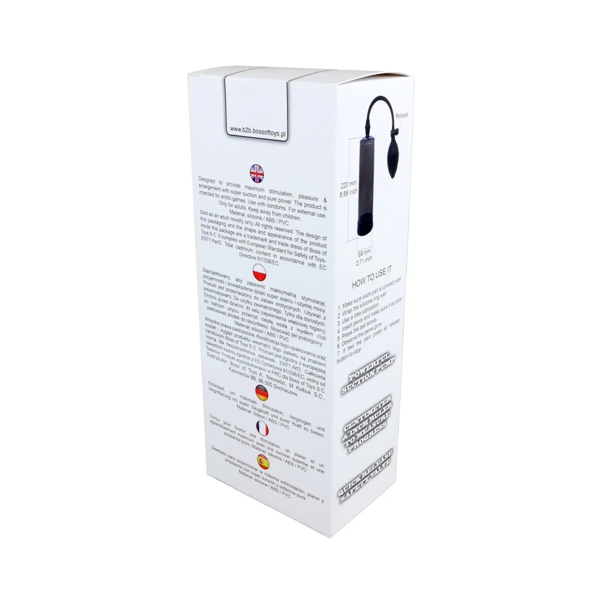 Sviluppatore pene con pompetta manuale 22 cm