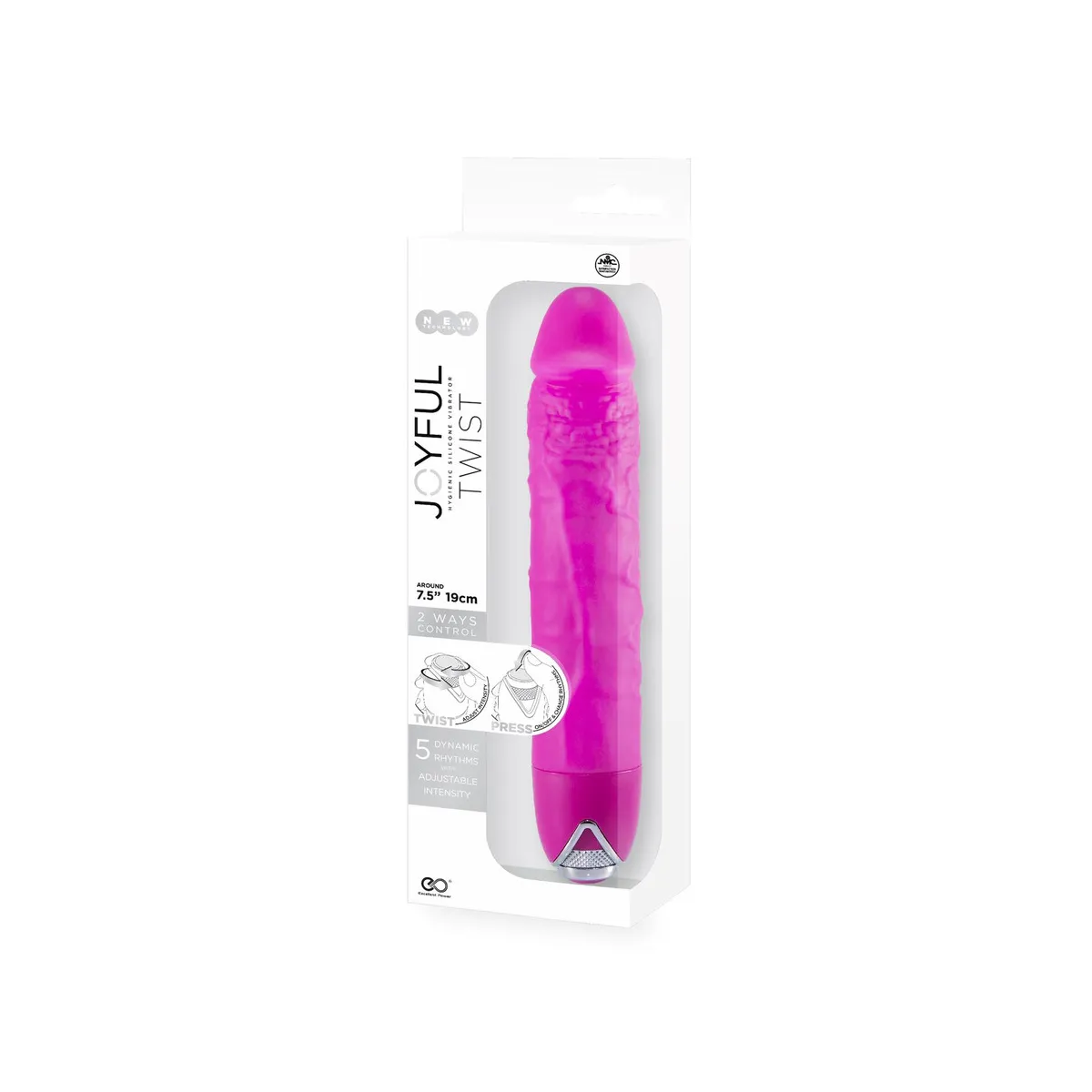 Vibratore donna Realistico fucsia 24 cm