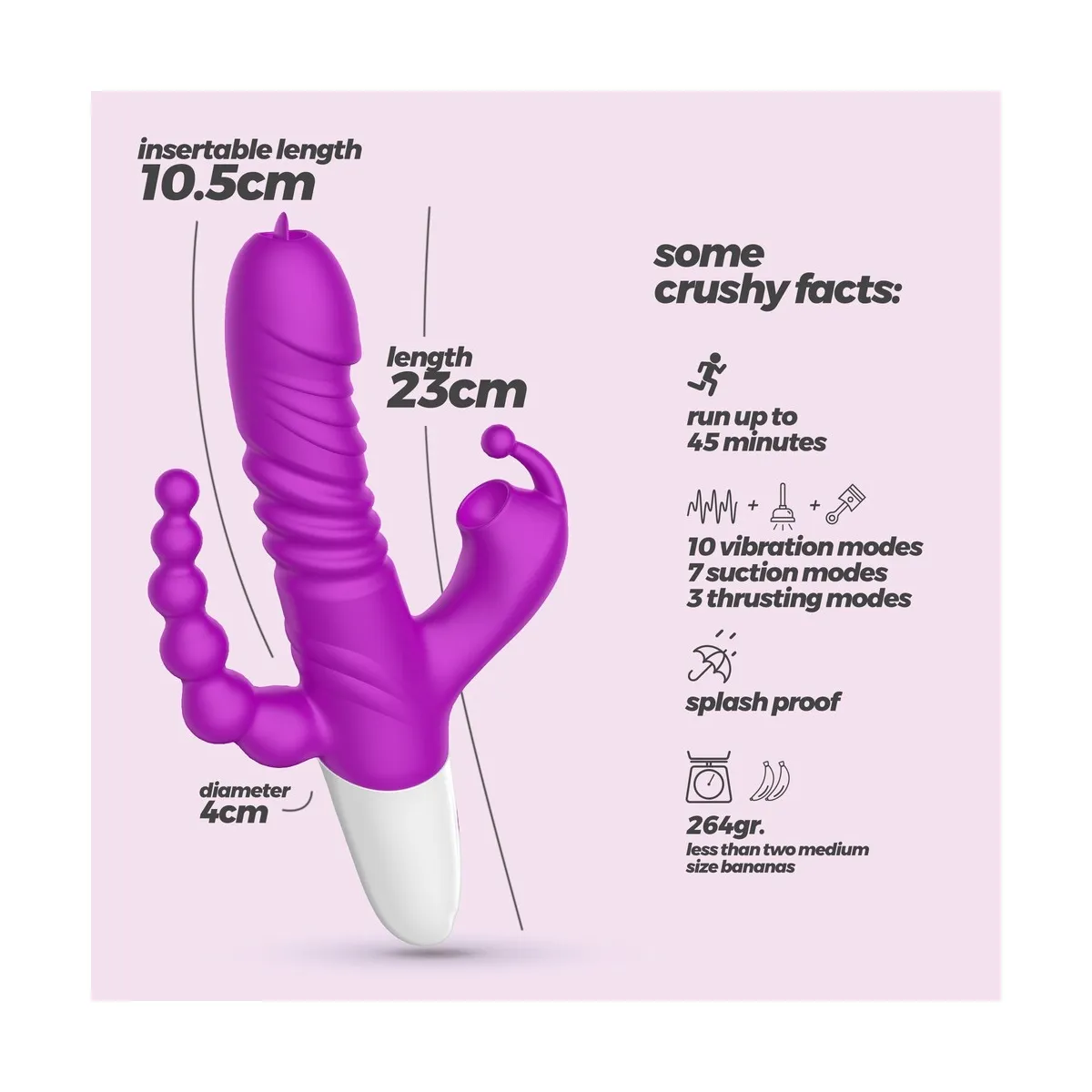 Vibratore rabbit tripla stimolazione e spinta