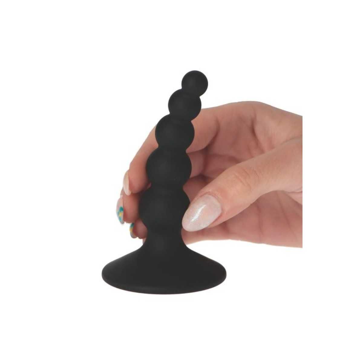 Plug anale con sfere graduate nero 9,5 cm