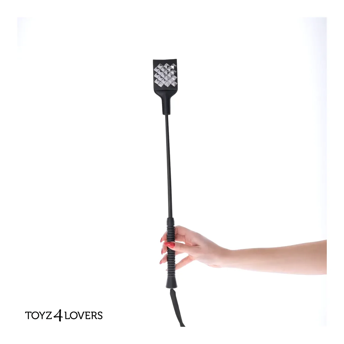 Frustino bdsm squadrato nero e borchie 53 cm