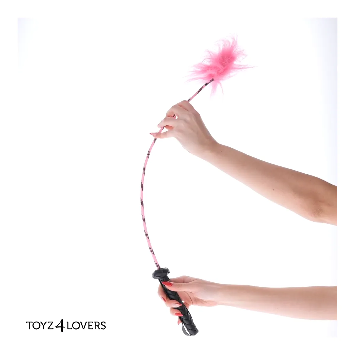 Frustino bdsm con piuma rosa 74 cm