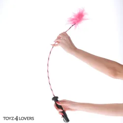 Frustino bdsm con piuma rosa 74 cm