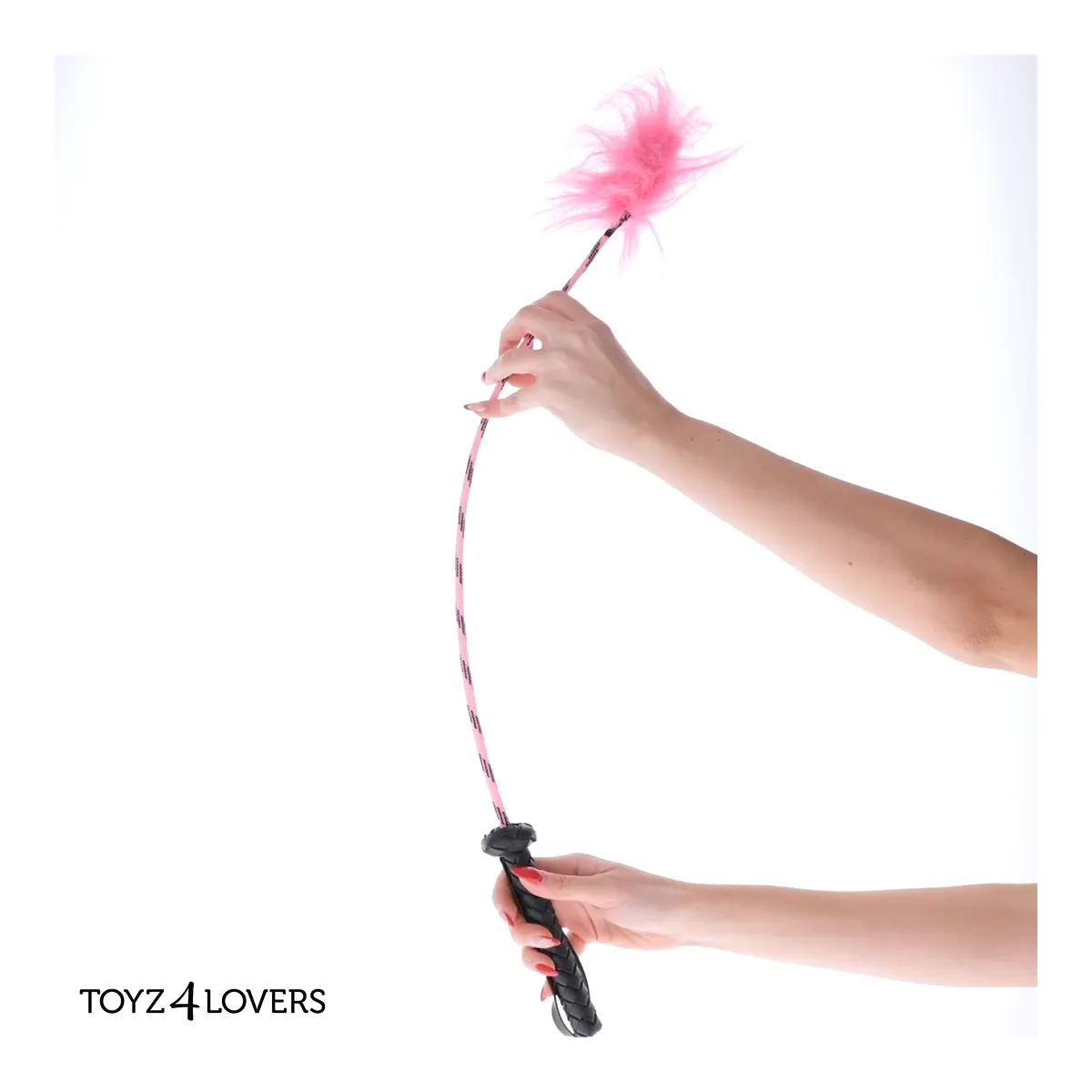Frustino bdsm con piuma rosa 74 cm