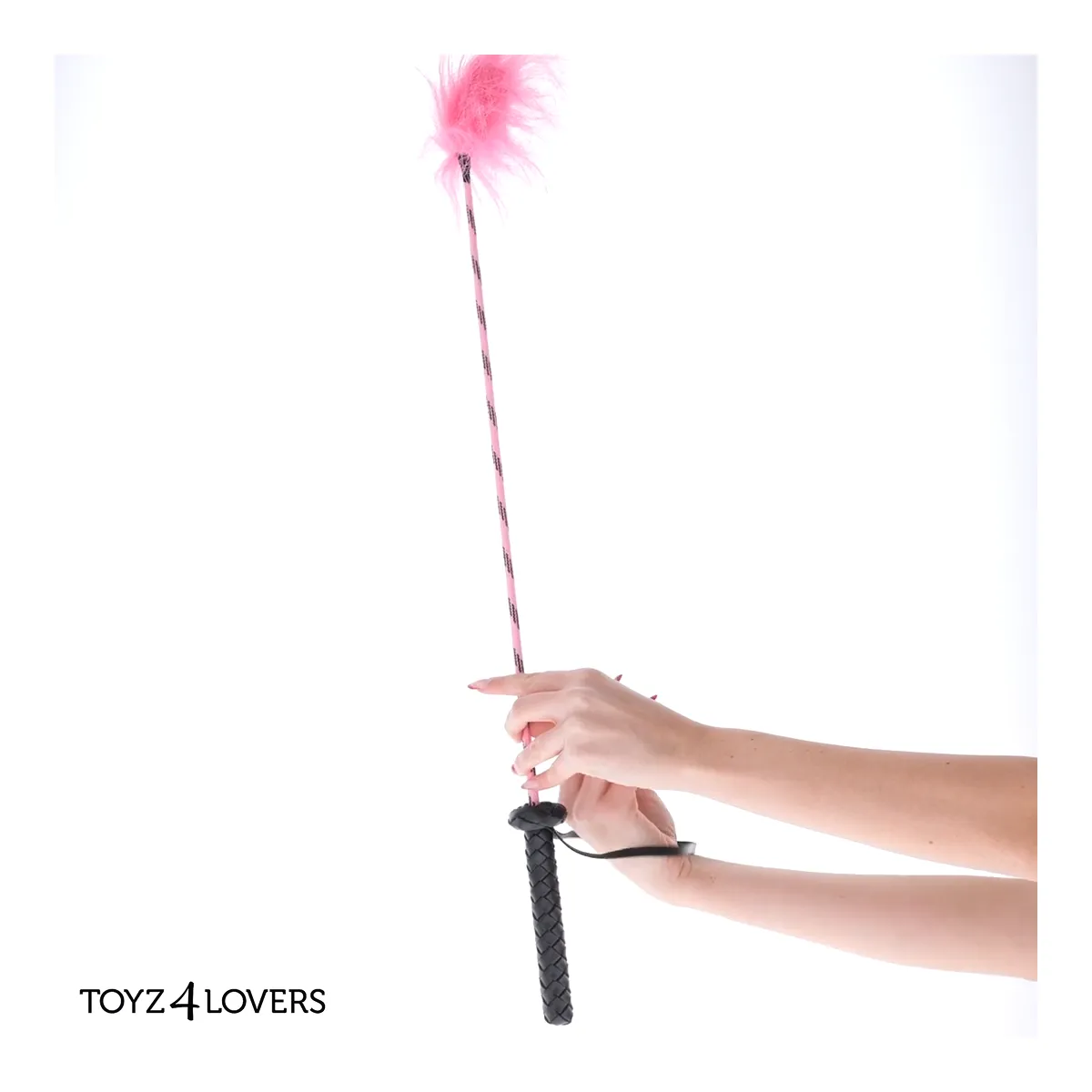 Frustino bdsm con piuma rosa 74 cm