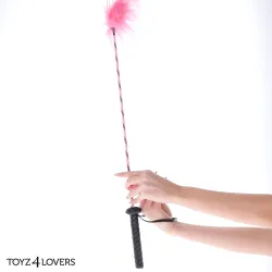 Frustino bdsm con piuma rosa 74 cm