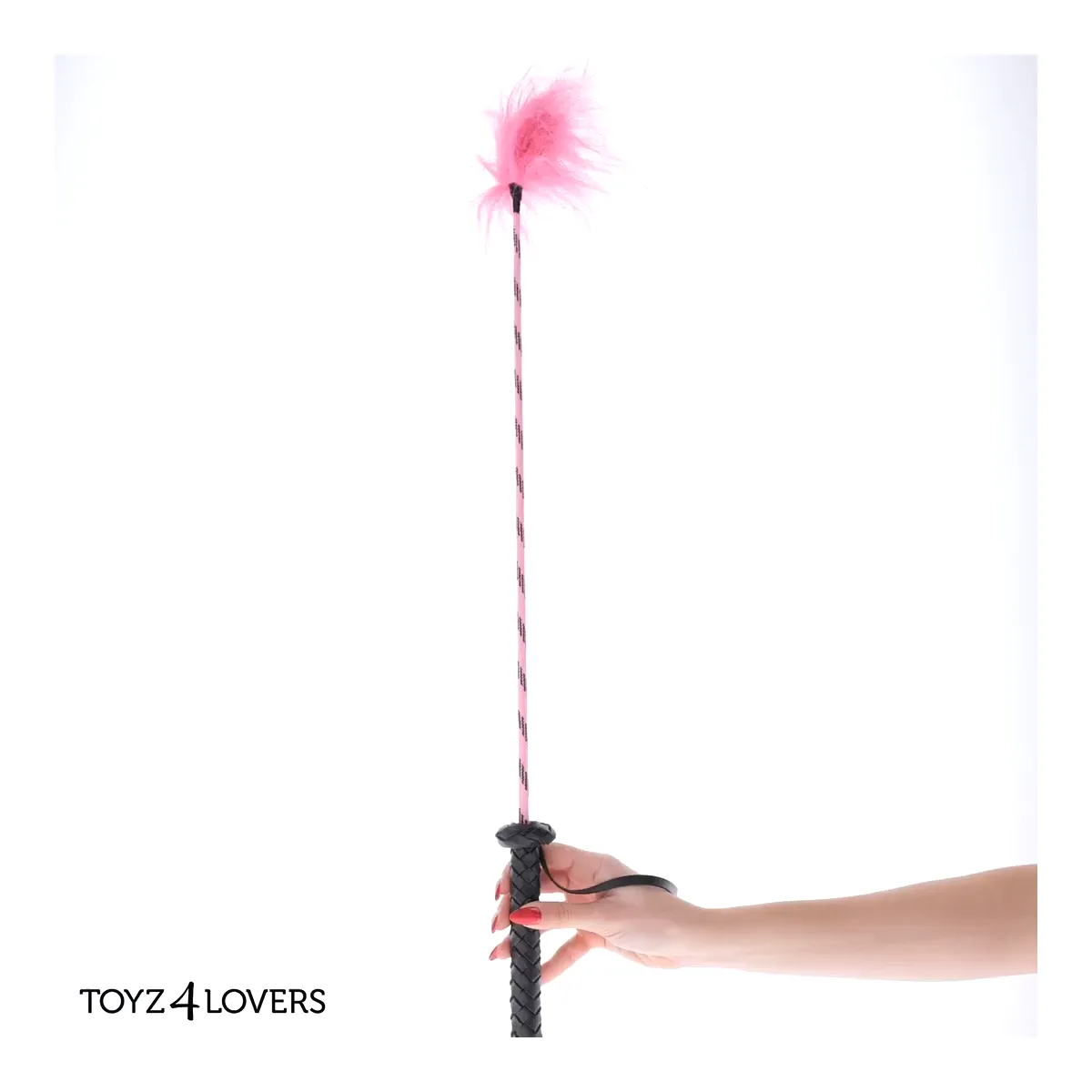 Frustino bdsm con piuma rosa 74 cm
