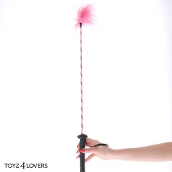 Frustino bdsm con piuma rosa 74 cm
