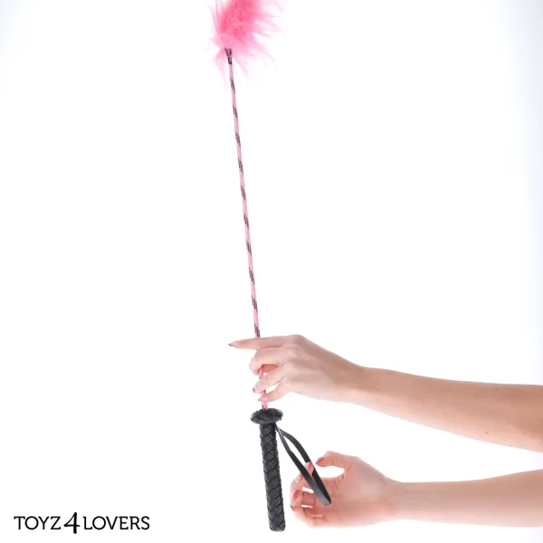Frustino bdsm con piuma rosa 74 cm