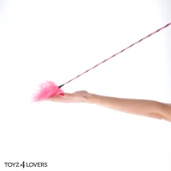 Frustino bdsm con piuma rosa 74 cm