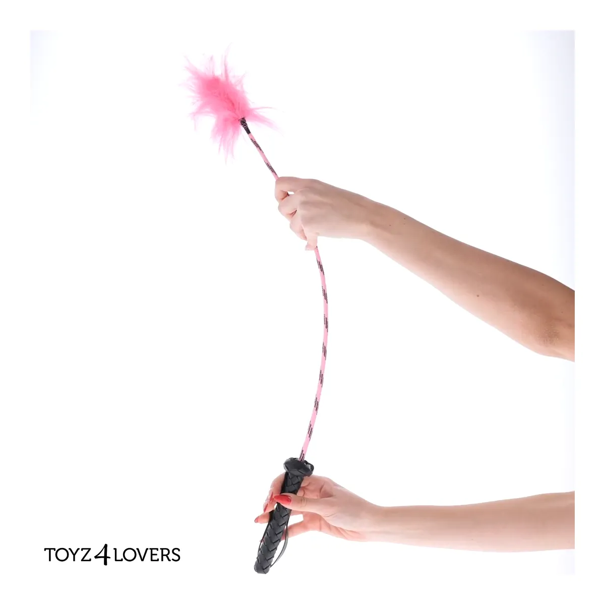 Frustino bdsm con piuma rosa 74 cm