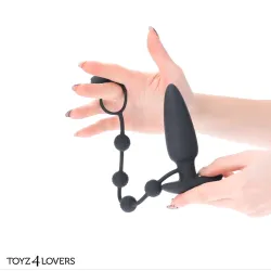 Plug anale vibrante con anello fallico 11 cm