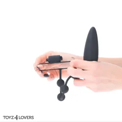 Plug anale vibrante con anello fallico 11 cm