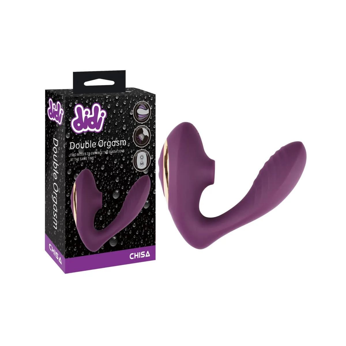 Vibratore con succhia clitoride 2 in 1 viola