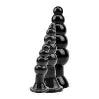 Set 3 butt plug con sfere stimolanti neri