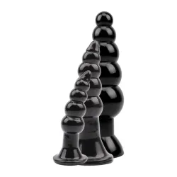 Set 3 butt plug con sfere stimolanti neri