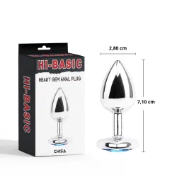 Plug anale cuore azzurro Heart Gem 7 cm