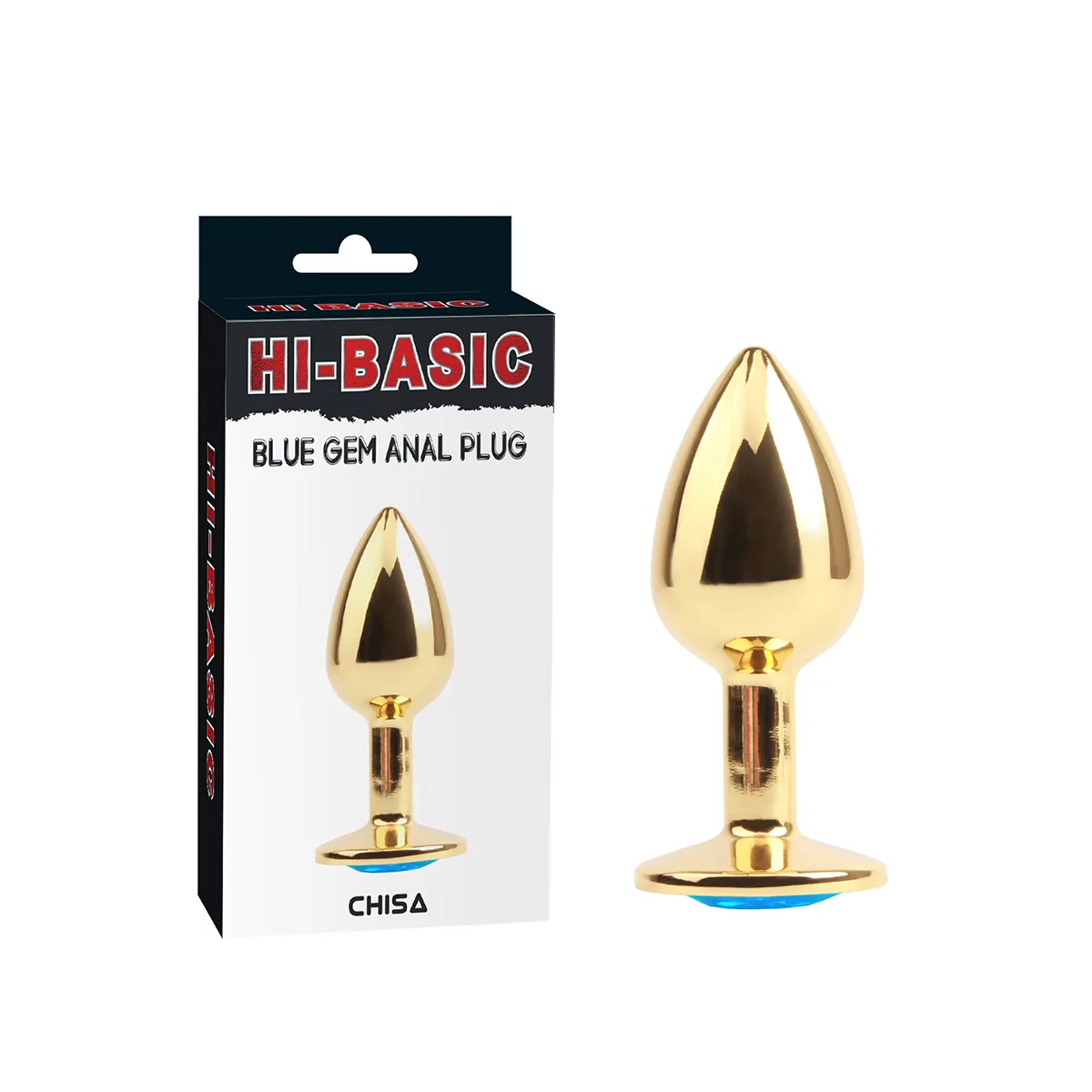 Plug anale oro gemma blu 7 cm