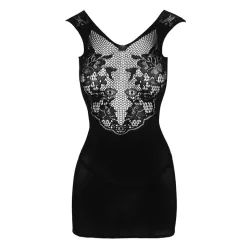 Vestitino sexy con ricami a rete nero