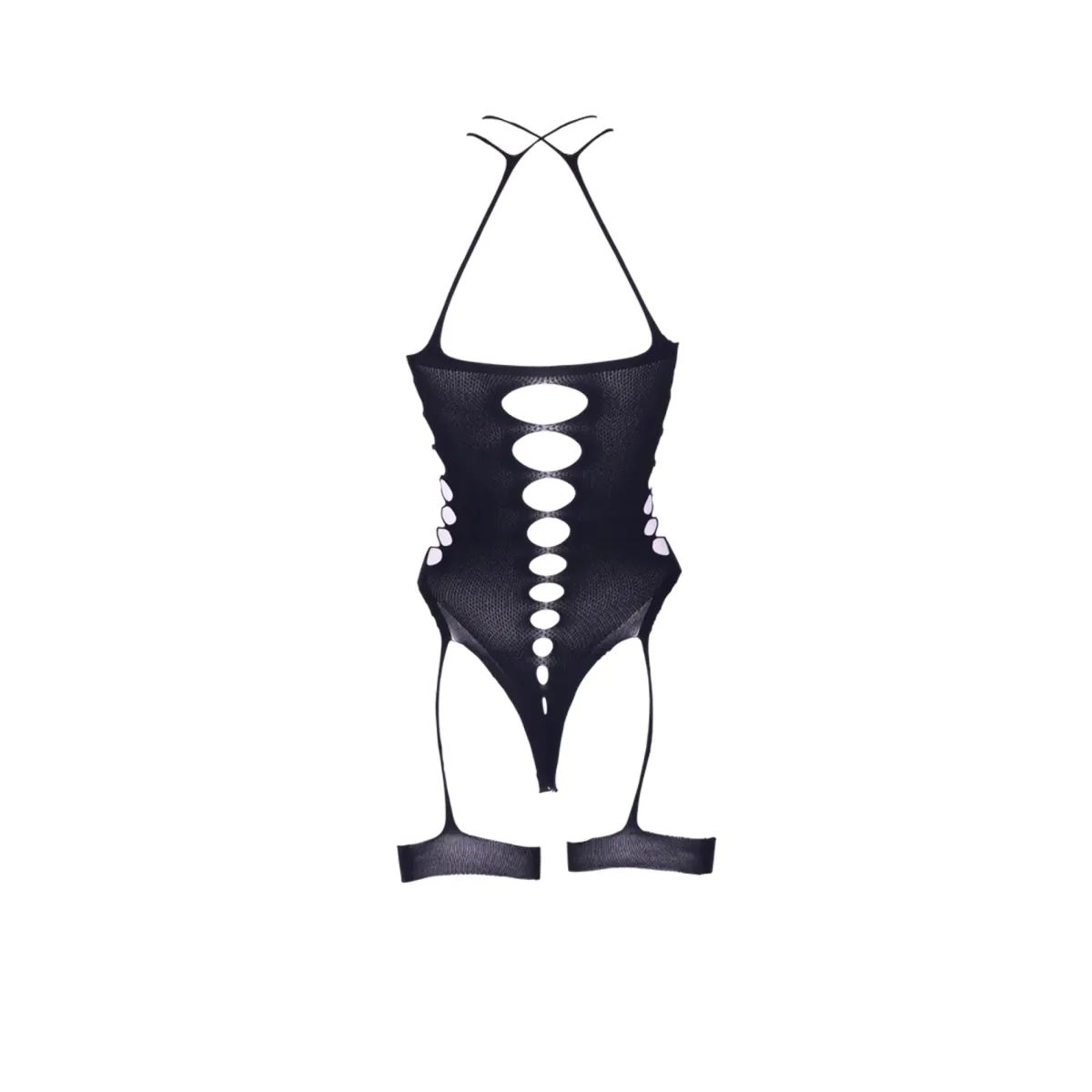 Body sexy scollo incrociato con giarrettiere