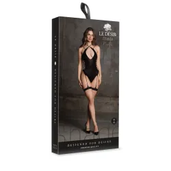 Body sexy scollo incrociato con giarrettiere