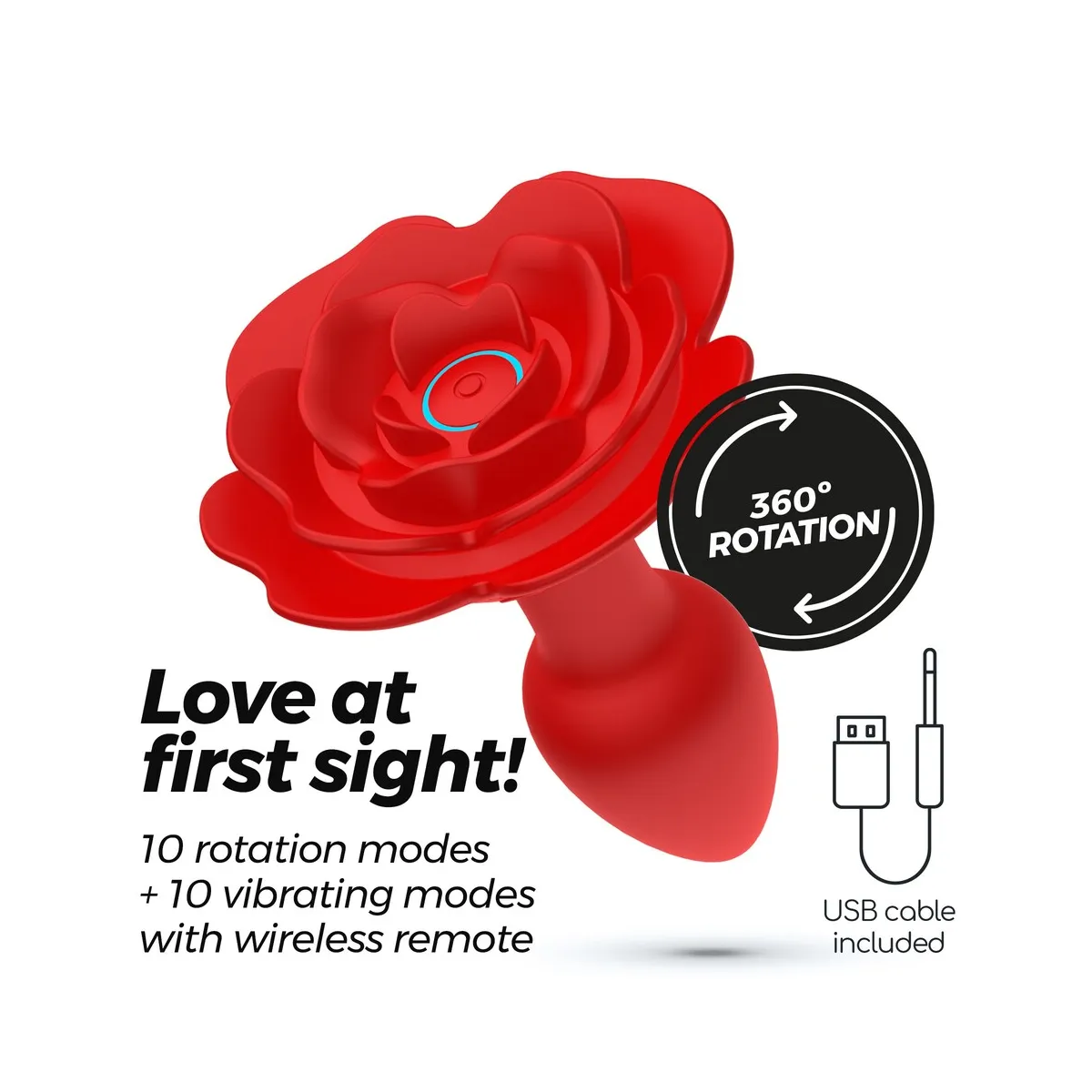 Buttplug vibrante forma rosa telecomandato