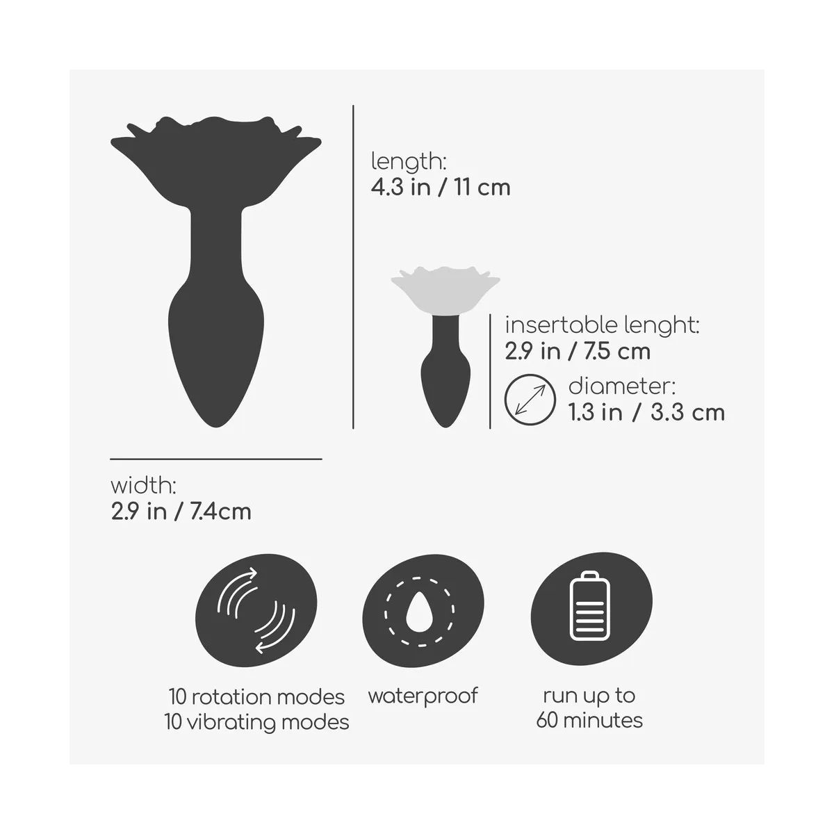 Buttplug vibrante forma rosa telecomandato