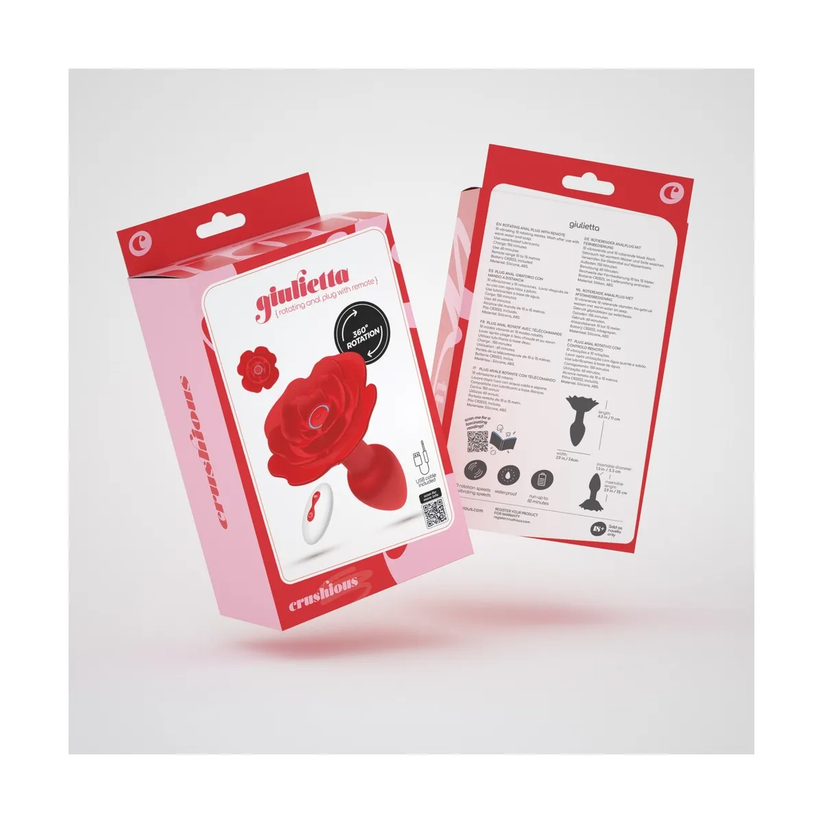 Buttplug vibrante forma rosa telecomandato