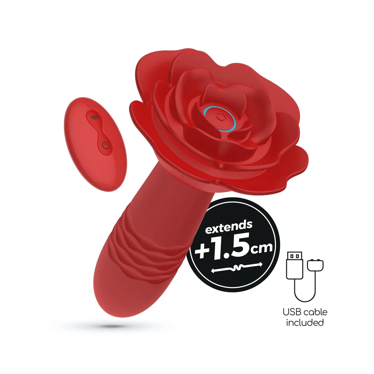 Vibratore anale a spinta a forma di rosa