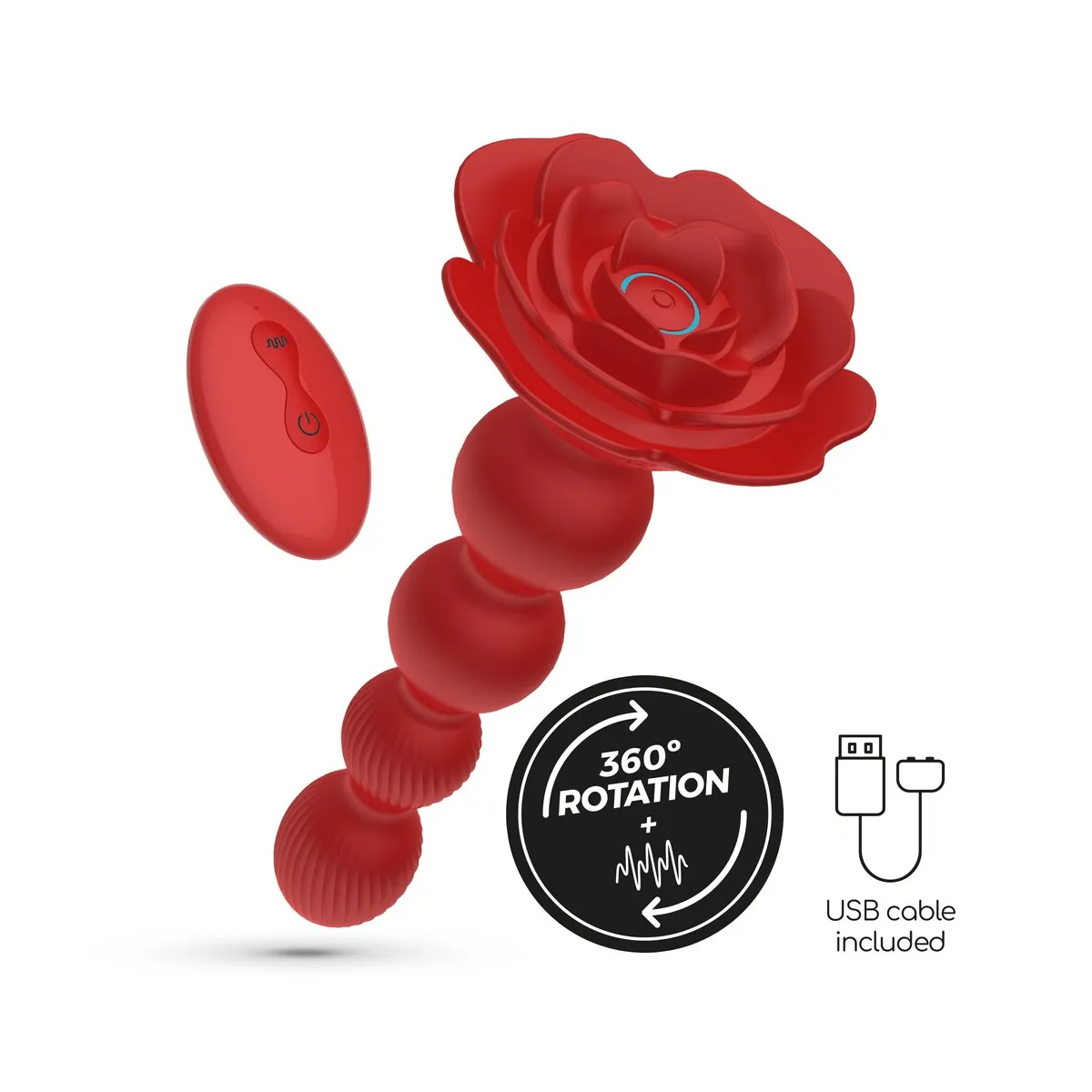 Vibratore anale sfere graduali base a rosa