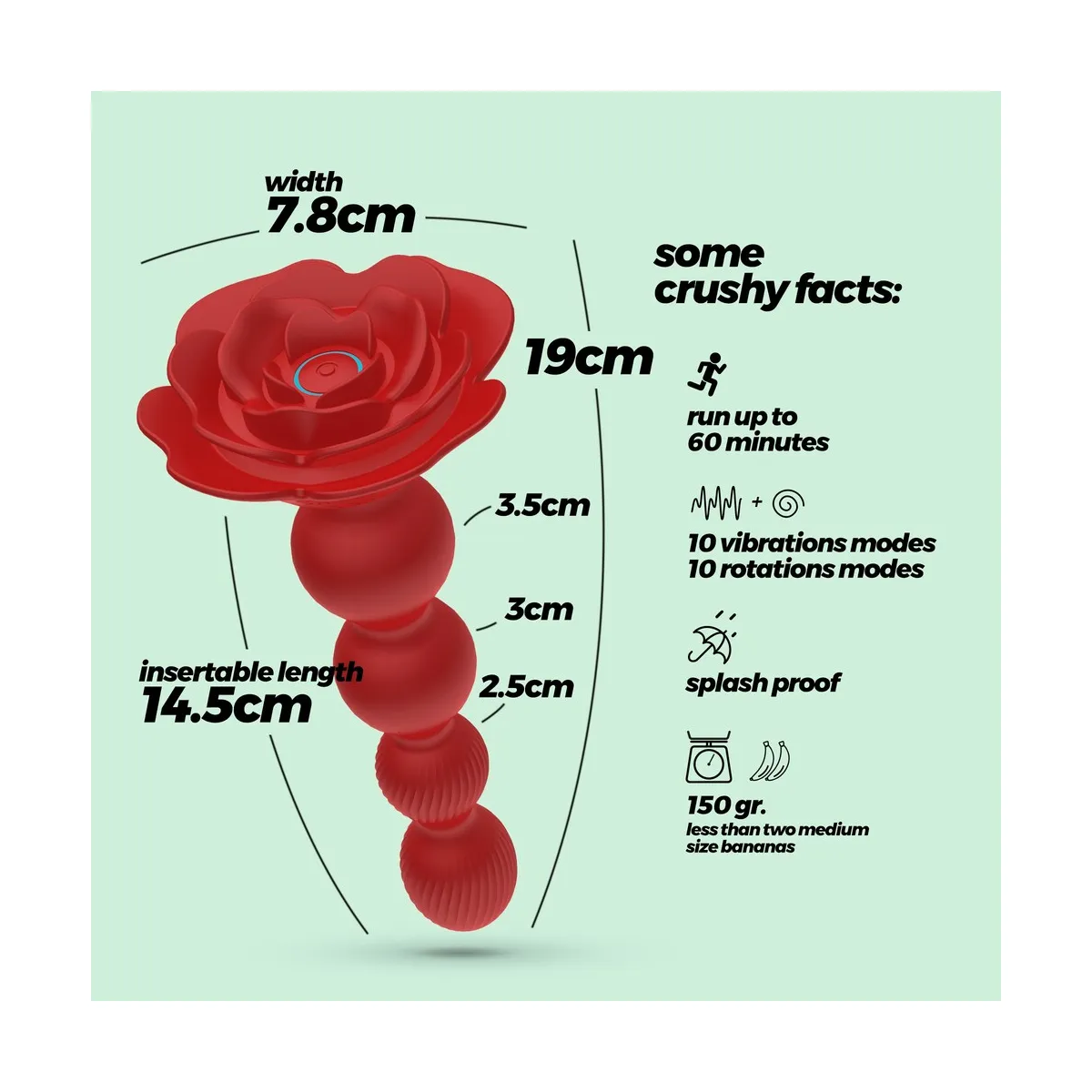 Vibratore anale sfere graduali base a rosa