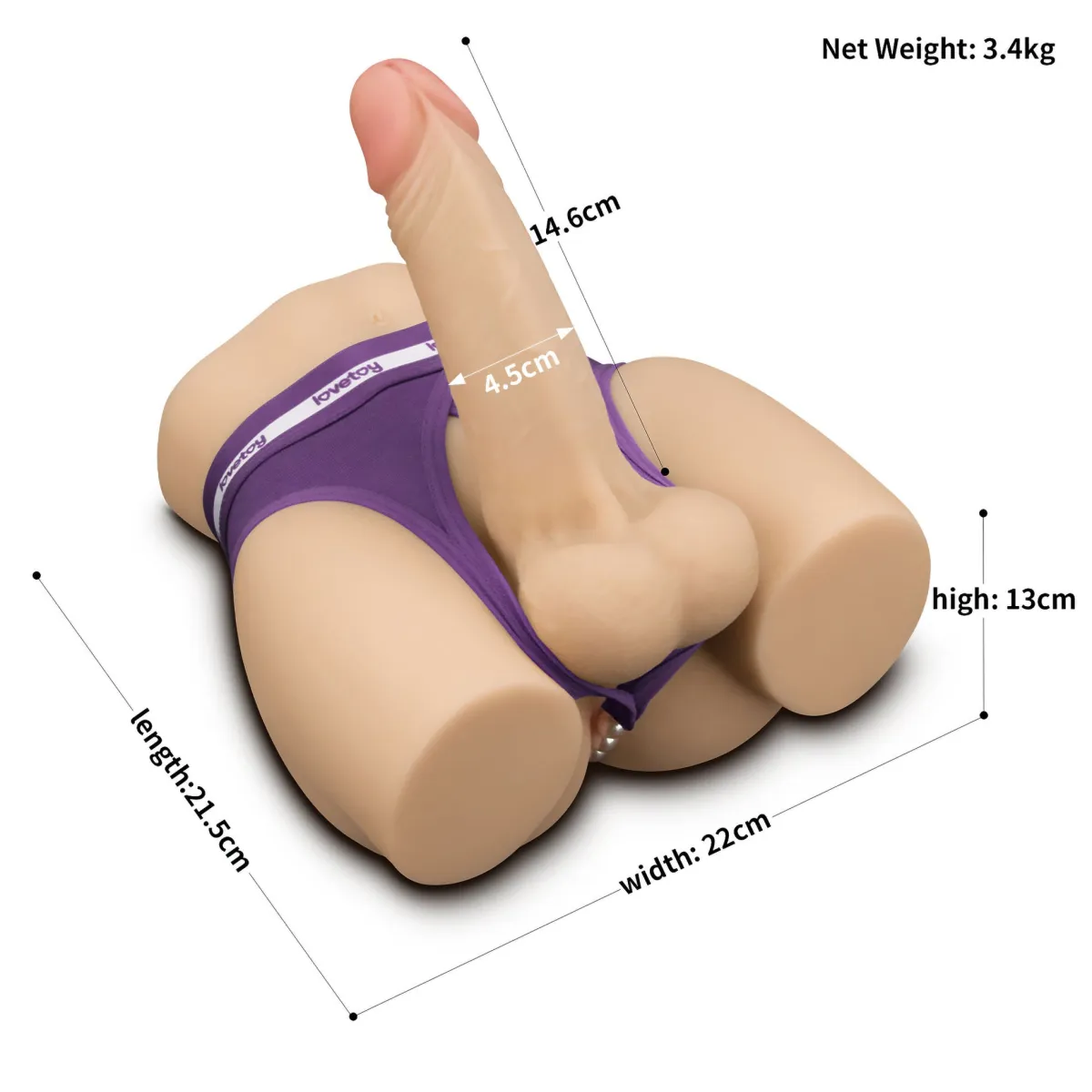 Mini mezzo busto maschile fallo da 14,6 cm