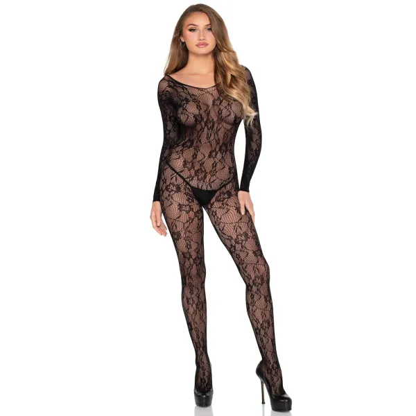 Tutina sexy con ricami Catsuit nera