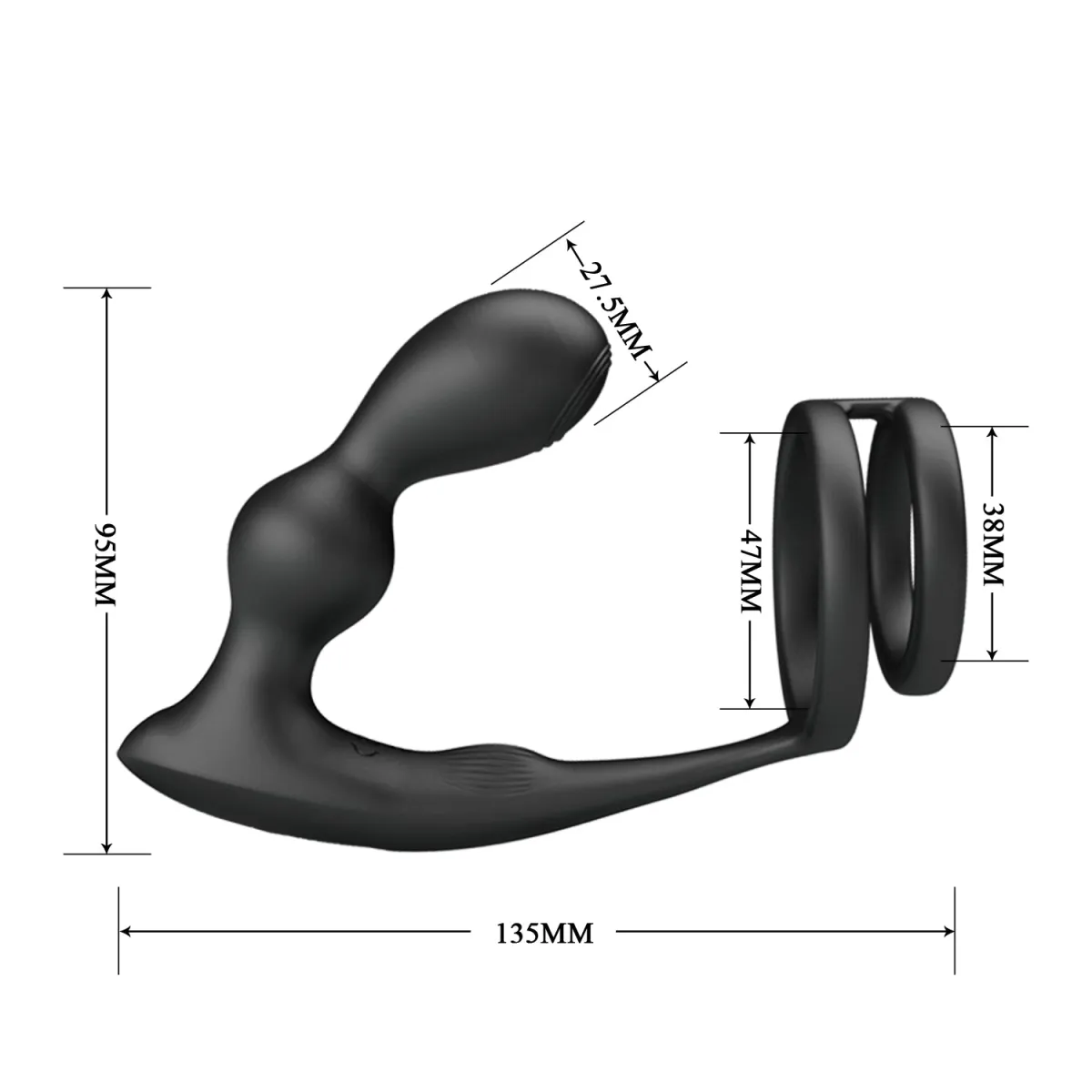 Vibratore prostata con doppio anello pene