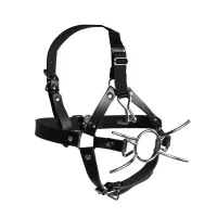 Imbracatura viso BDSM con Spider Gag nera