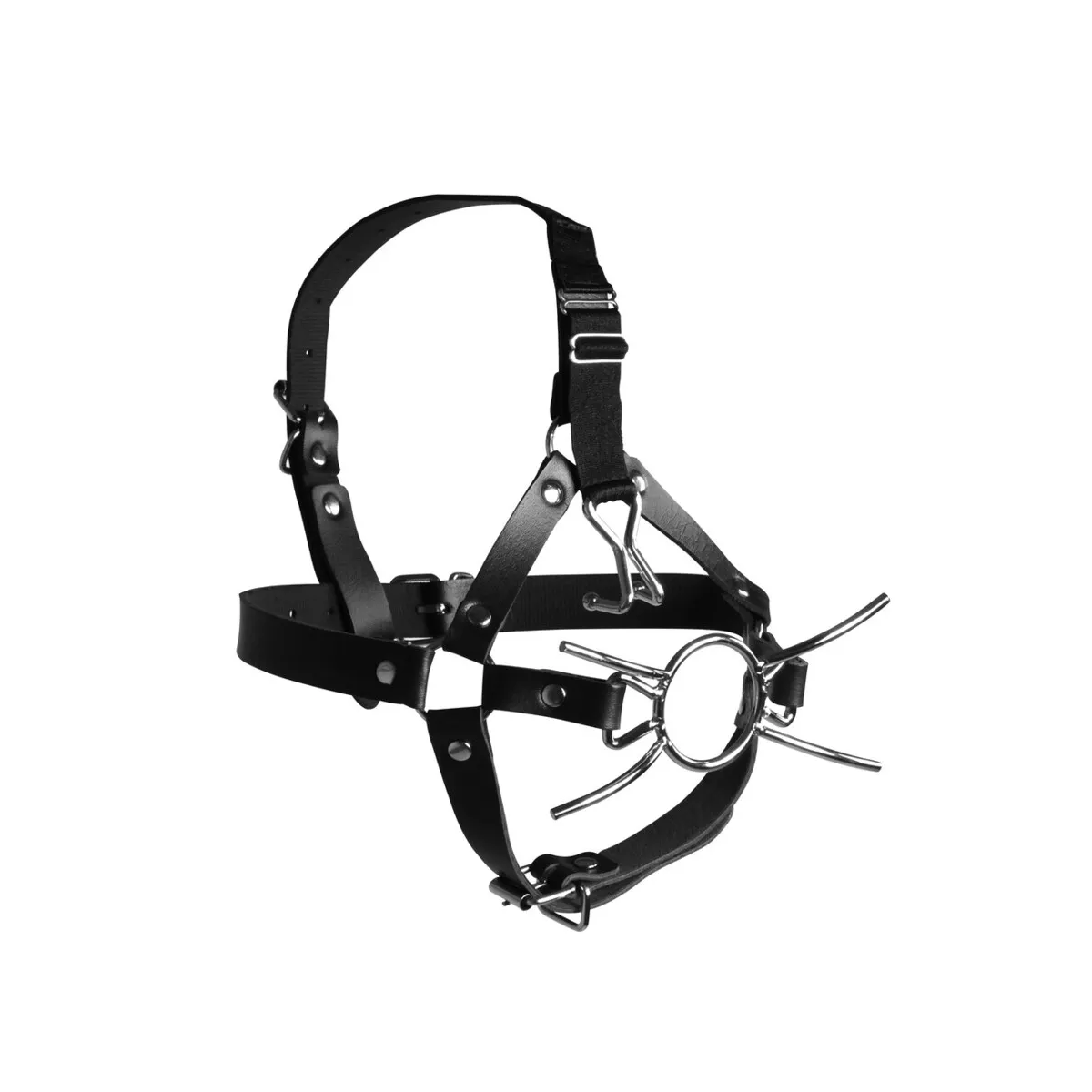 Imbracatura viso BDSM con Spider Gag nera