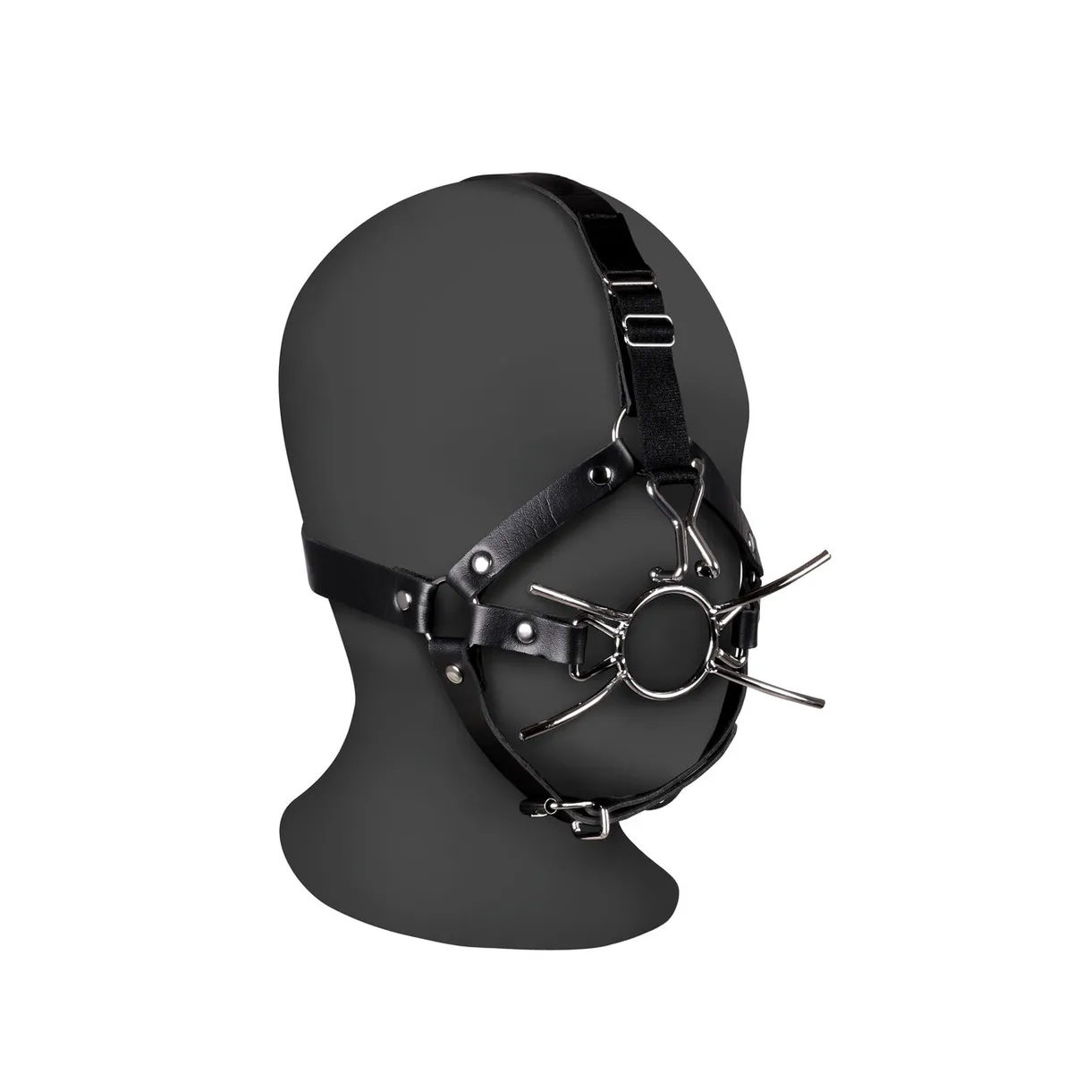 Imbracatura viso BDSM con Spider Gag nera