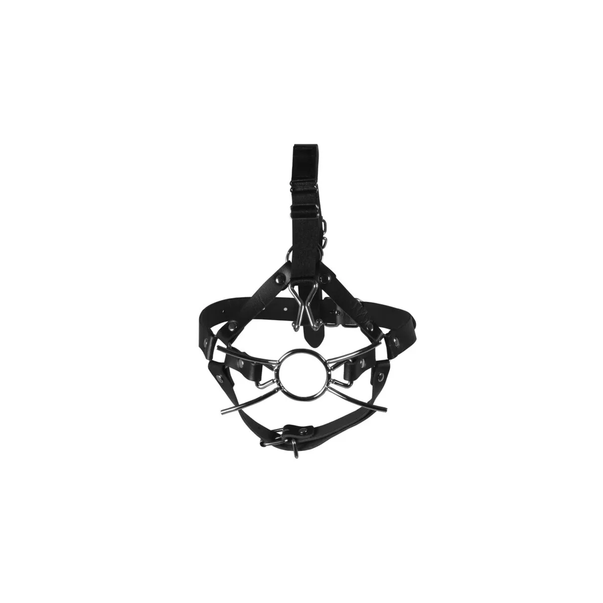 Imbracatura viso BDSM con Spider Gag nera
